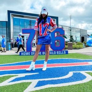 Buffalo Bills style 17 sequin jersey dress